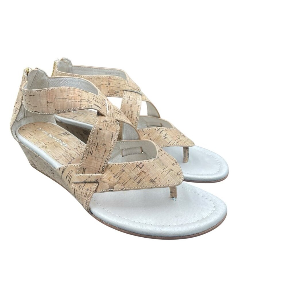 Donald J Pliner Deann  Sandals Womens 9.5 M Cork Wedge Zipper